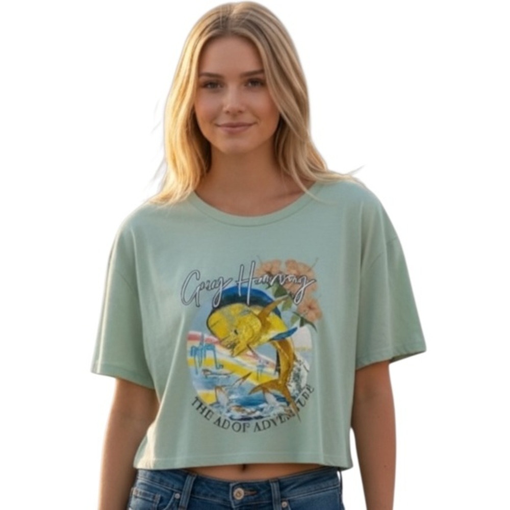 Guy Harvey T-Shirt Unisex XL Mint Green Mahi Dolphin Fish Graphic Print